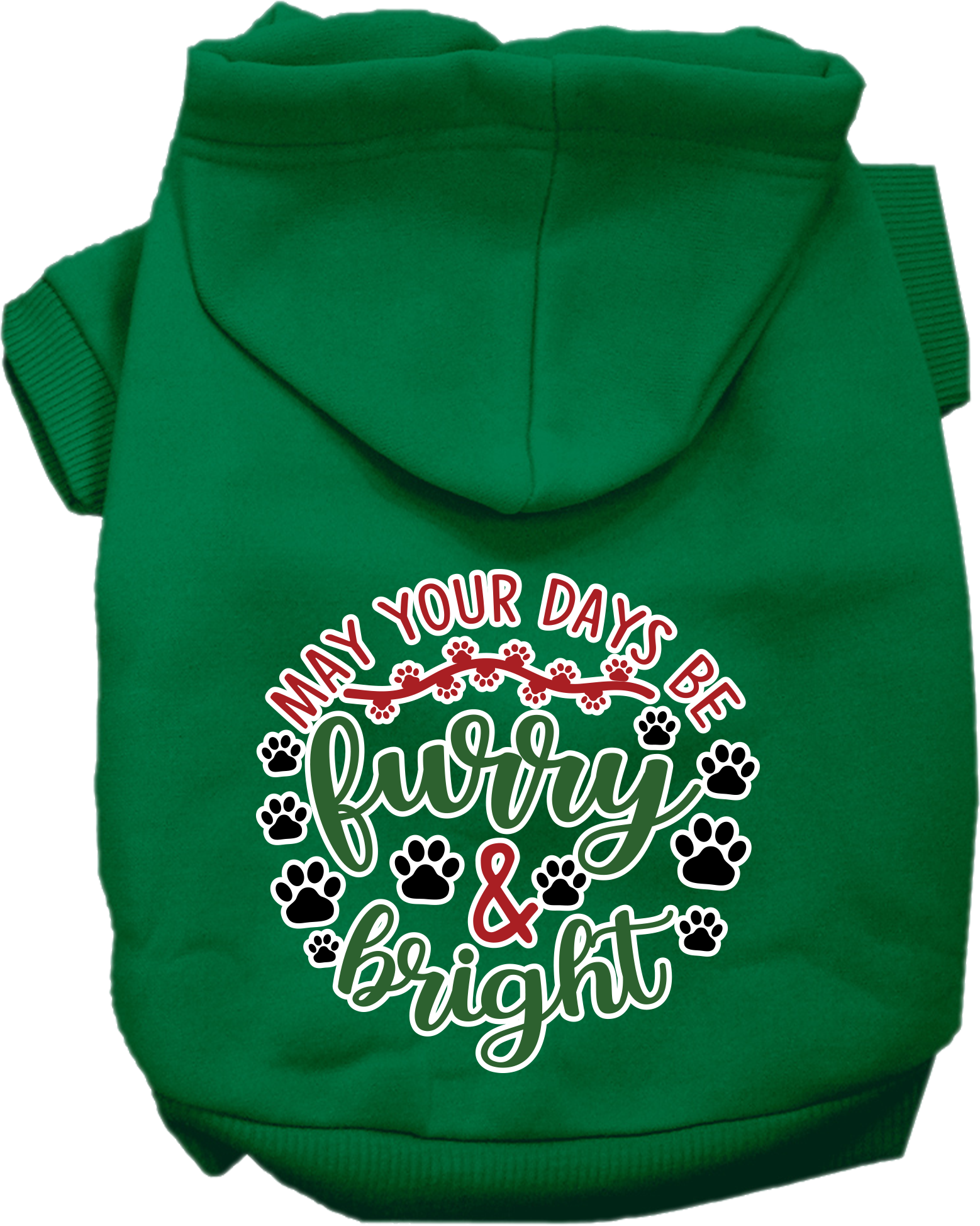 Furry and Bright Screen Print Dog Hoodie Emerald Green Size XXL